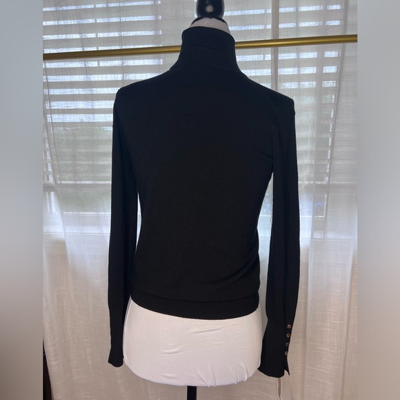 Zara Black Turtle Neck Sweater with Gold toned Buttons at the cuff Sz S - Picture 6 of 7